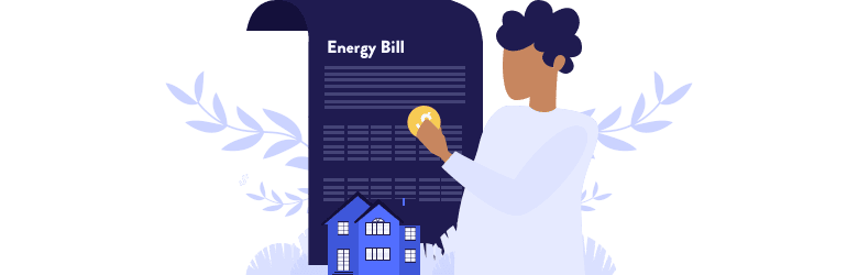 An illustration of a person saving money on home energy bills.