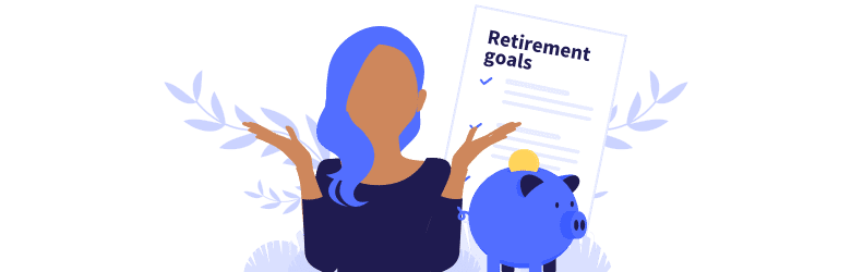 An illustrated woman planning her retirement.