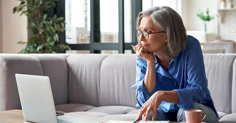 Woman reviewing our retirement portfolio