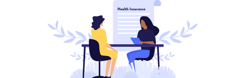 An illustrative image of a woman consulting to a healthcare provider.