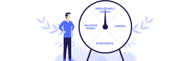 An illustrative image of a renter considering between types of properties to rent.