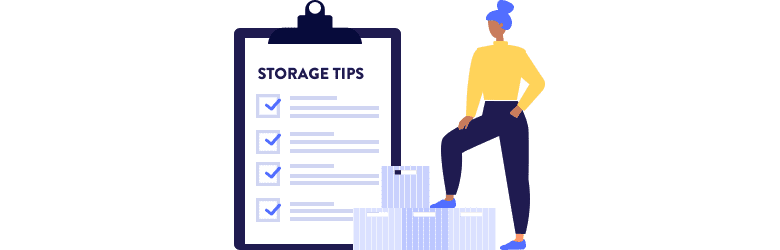 An illustrative image of a homeowner learning storage tips to keep her inventory list accessible and safe.