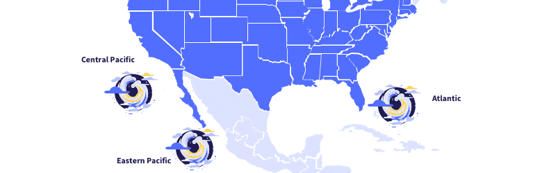 Major spots for hurricanes monitored by US government