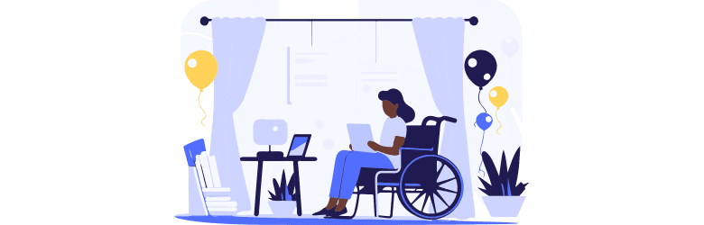 Person in wheelchair looking at screen