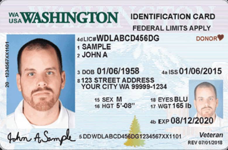 Example of state-issued ID card