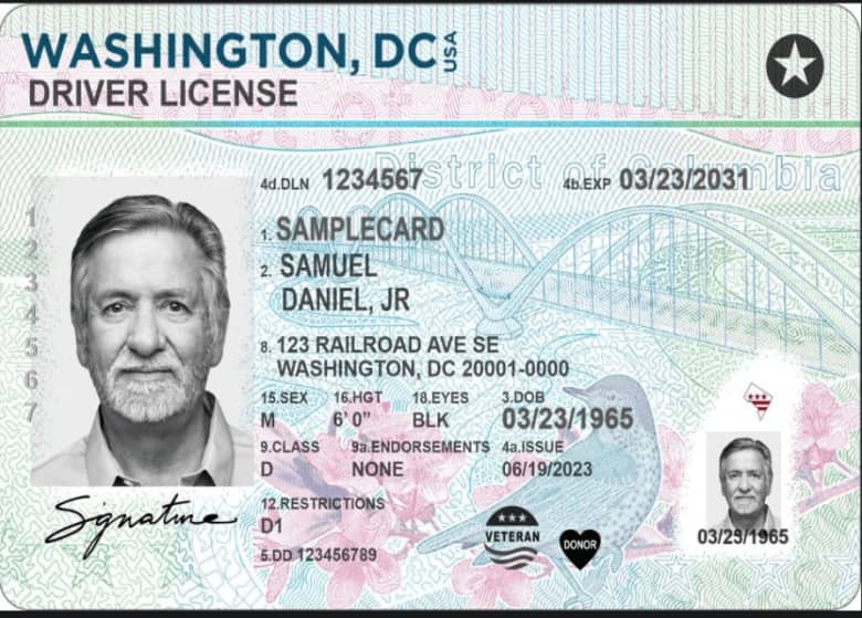 Example of a driver license
