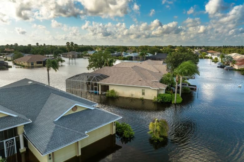 Flooding in Florida caused by tropical storm from hurricane