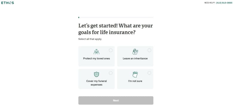 ethos life insurance application