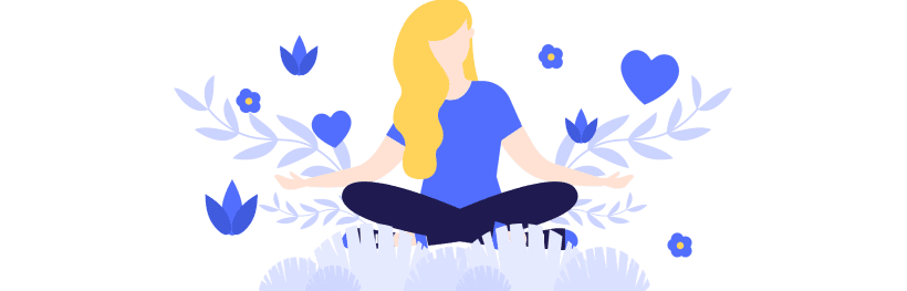 An illustration of a young woman meditating.