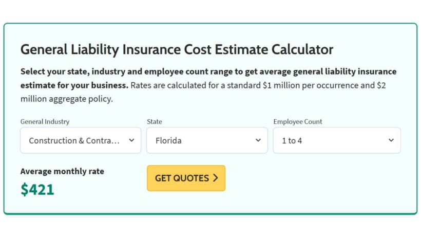 Calculator Business Insurance Matching Tool