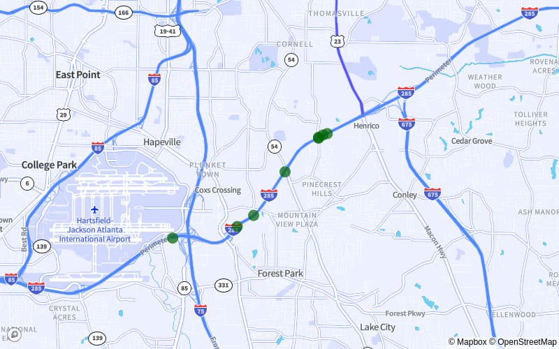 I-285 from Exit 53 to South Loop Rd. 