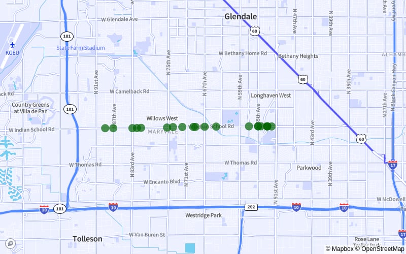 Indian School Road from N 89th Avenue to N 51st Avenue