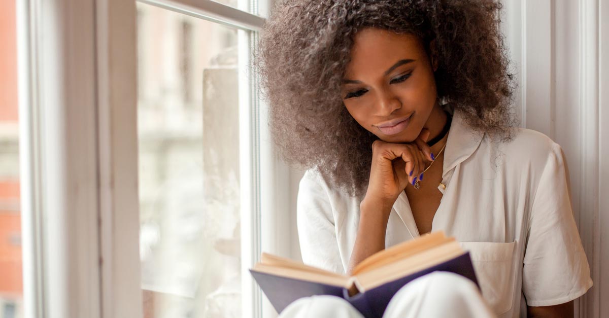 Woman reading book