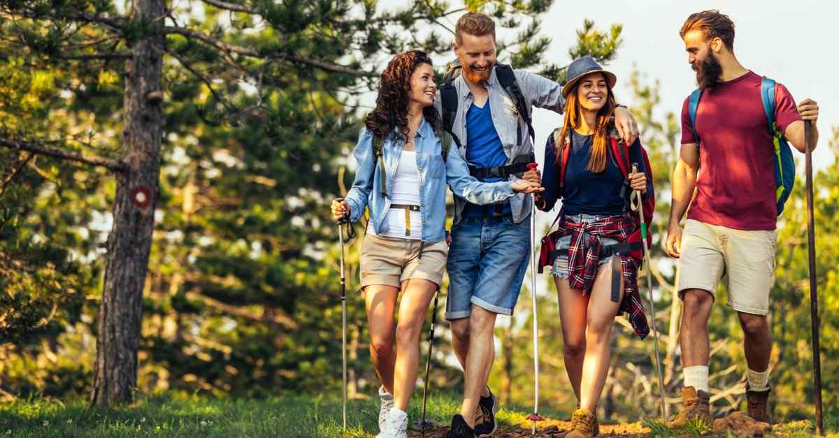 Group of friends hiking