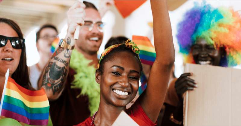 A group of friends celebrates Pride Month