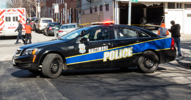 Police respond to an incident in Baltimore, Maryland