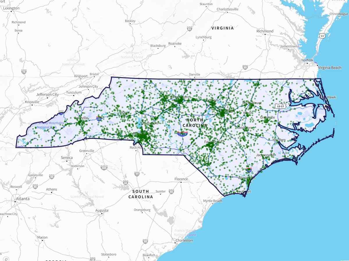 North Carolina Deadly Road Maps