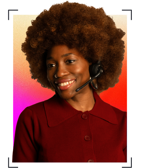 Moneypenny receptionist wearing a headset