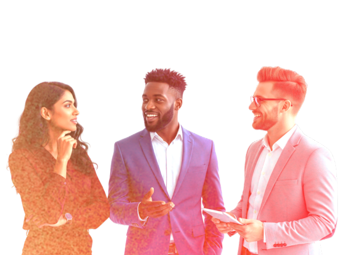 Business professionals collaborating in a meeting