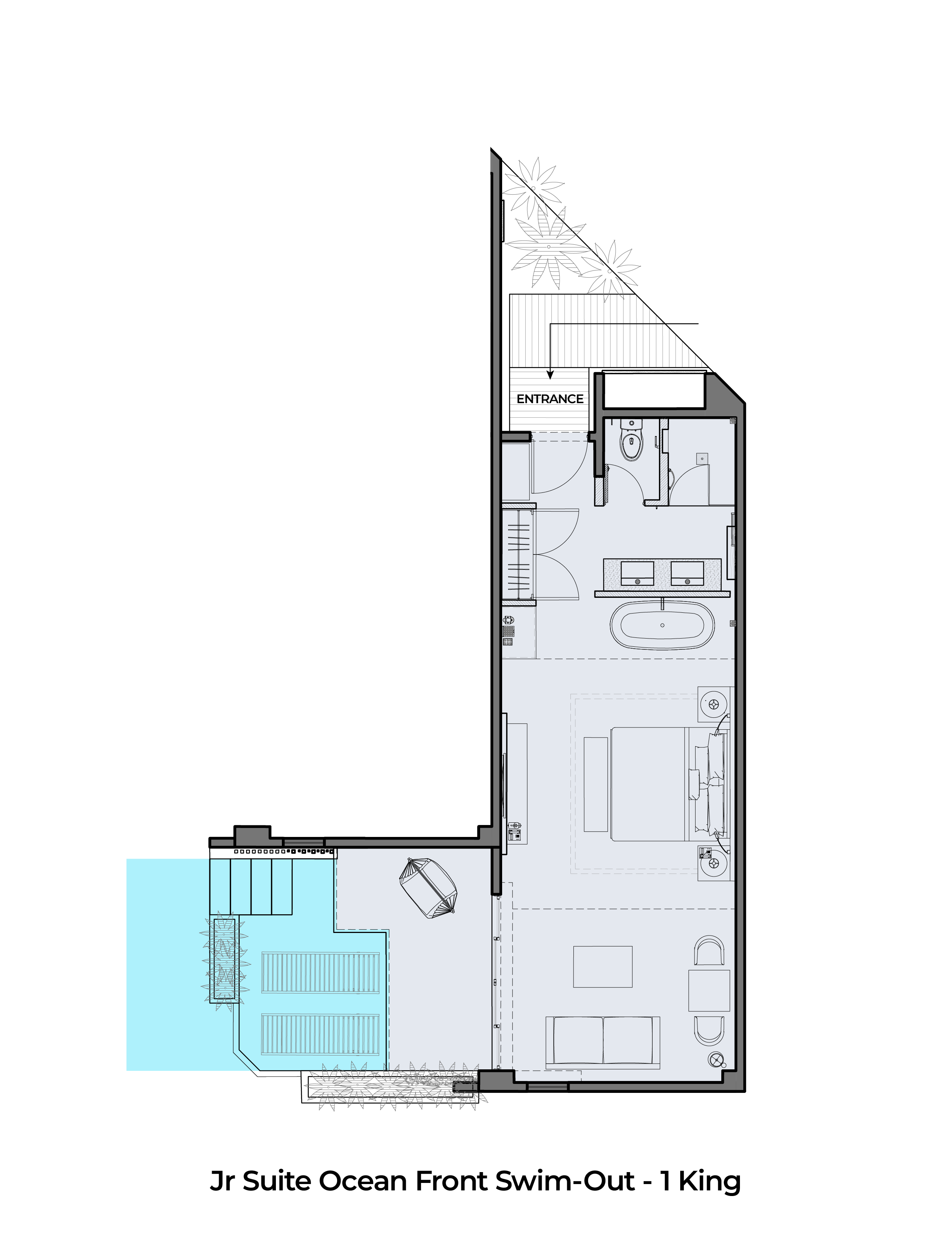 Jr Suite Ocean Front Swim Out 1 King Floor Plan