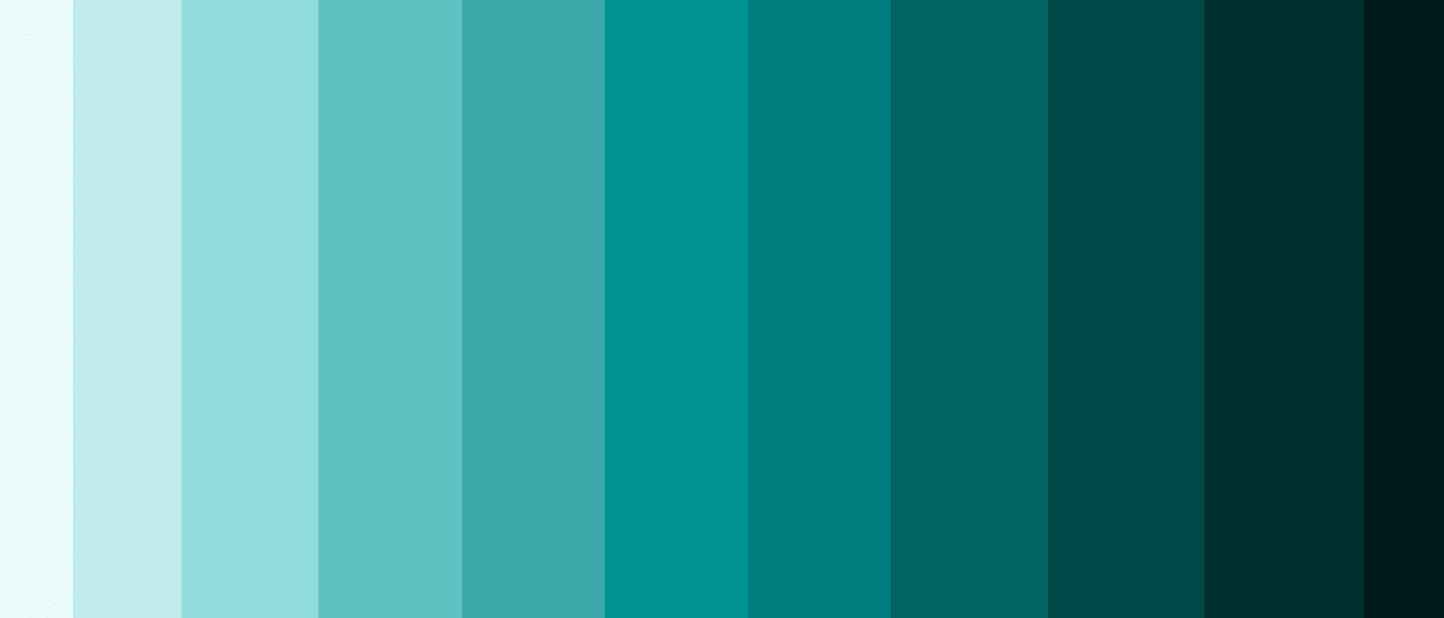 The twelve-step cyan ramp as vertical columns, running from near-white through saturated mid teal to near-black