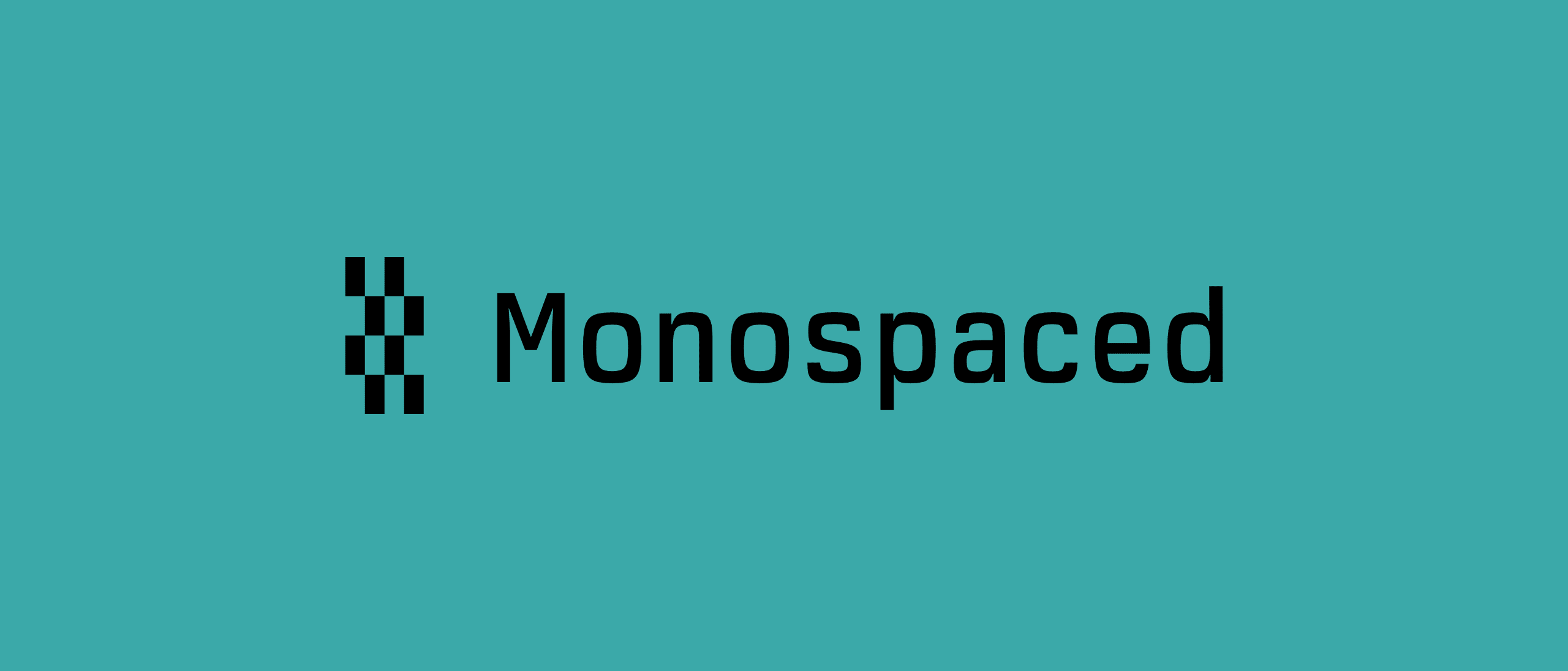 The logo in near-black on a mid-tone cyan field