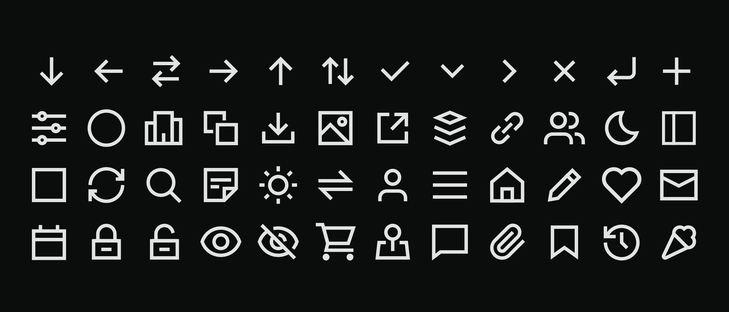 A set of outline interface icons in a grid, drawn at a consistent stroke weight to match Berkeley Mono.
