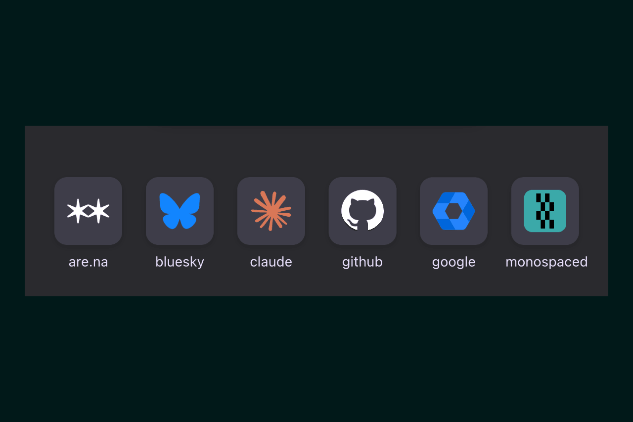 A Google search result for monospaced.com, with the logomark favicon beside the URL and the site description below.