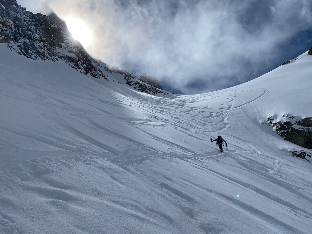 Montée au Pic de Chamoissière, ressaut final.