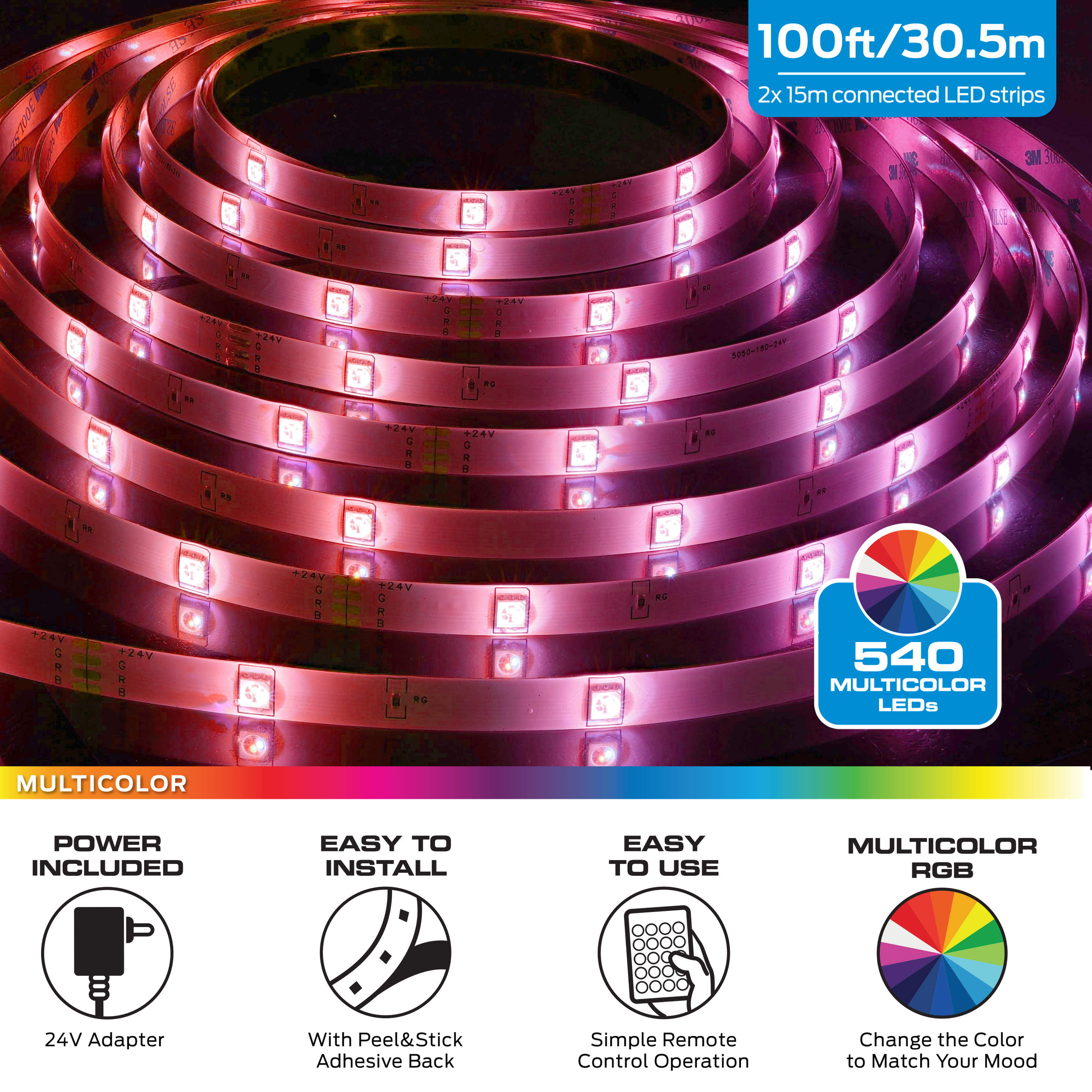 MONSTER ILLUMINESCENCE BASIC LIGHT STRIP 30M RGB INT - Couleur Standard
