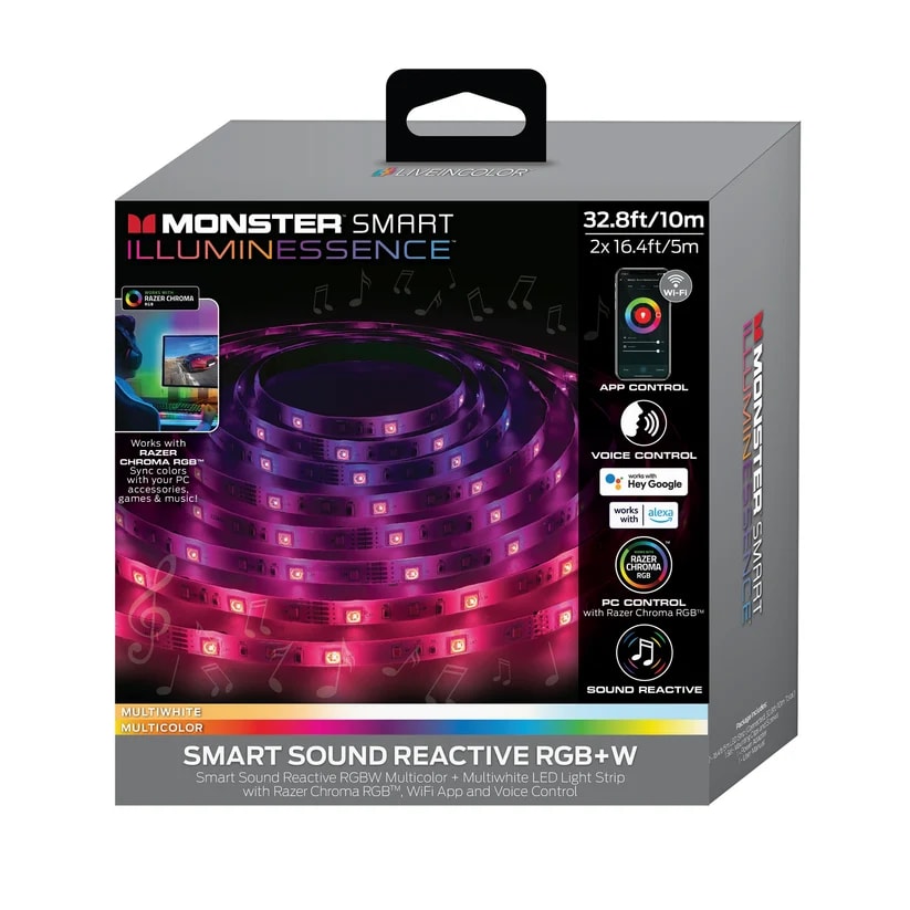 LED MONSTER ILLUMINESCENCE SMART LIGHT STRIP 2X 5M RGB+W SOUND REACT INT