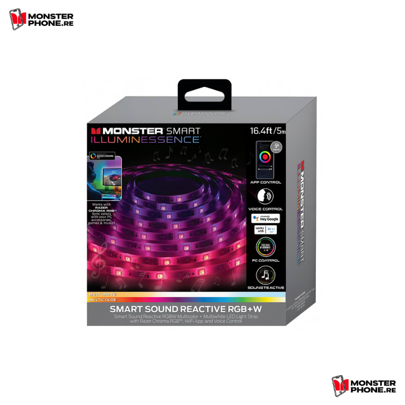 MONSTER ILLUMINESCENCE SMART LIGHT STRIP 5M RGB+W SOUND REACT INT