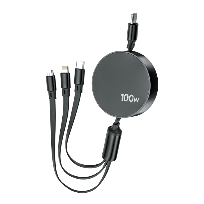CABLE RETRACTABLE MY WAY USB C 3 EN 1 100 W