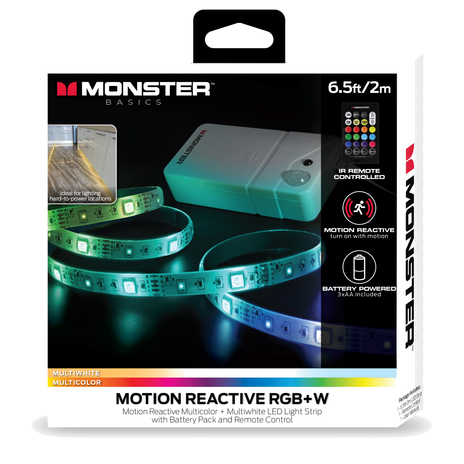 MONSTER ILLUMINESCENCE BASIC LIGHTSTRIP 2M MOTION REACTIVE PILES INT - Couleur Standard