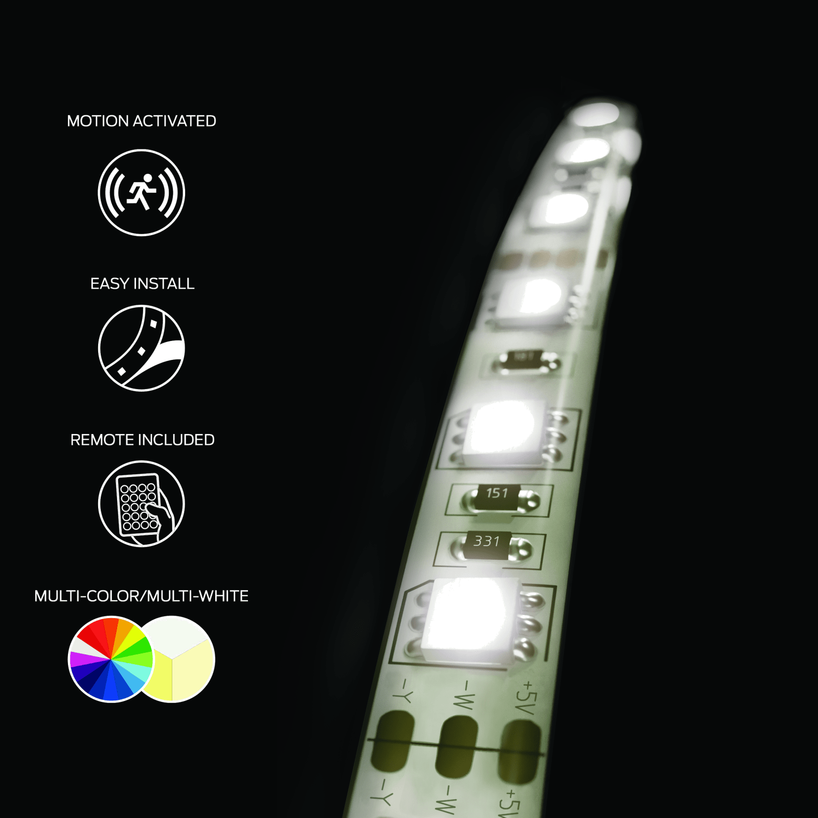 MONSTER ILLUMINESCENCE BASIC LIGHTSTRIP 2M MOTION REACTIVE PILES INT - Couleur Standard