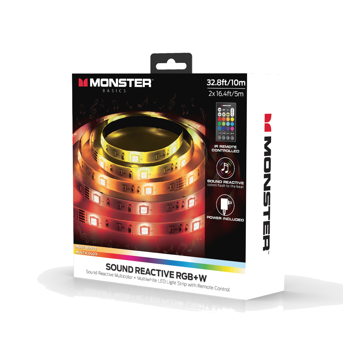 MONSTER ILLUMINESCENCE BASIC LIGHT STRIP 2X 5M RGB+W SOUND REACTIVE INT - Couleur Standard