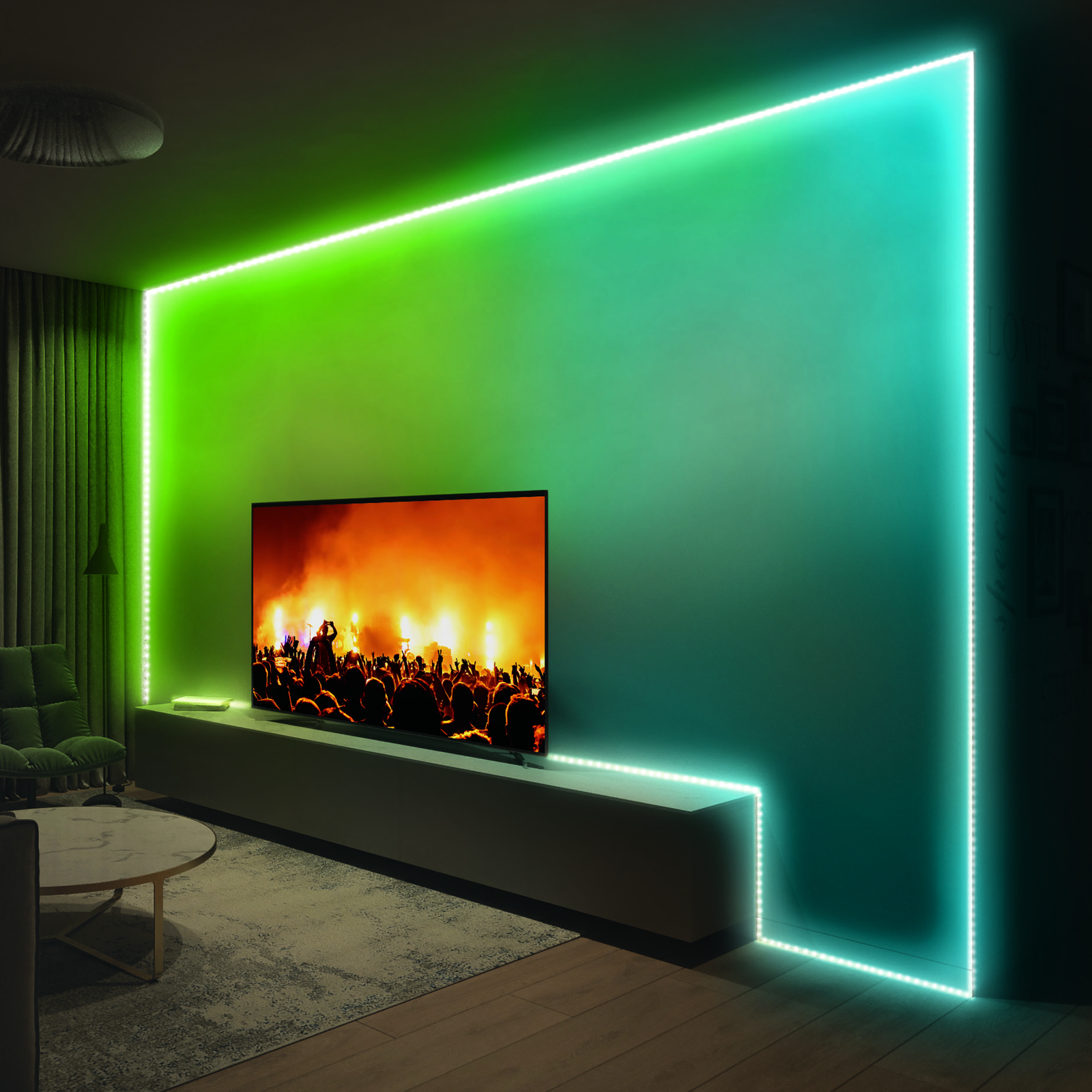 MONSTER ILLUMINESCENCE BASIC LIGHT STRIP 2X 5M RGB+W SOUND REACTIVE INT - Couleur Standard