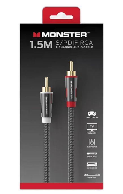 MONSTER CABLE ESSENTIAL RCA/RCA M/M 1.5M - Couleur Noir