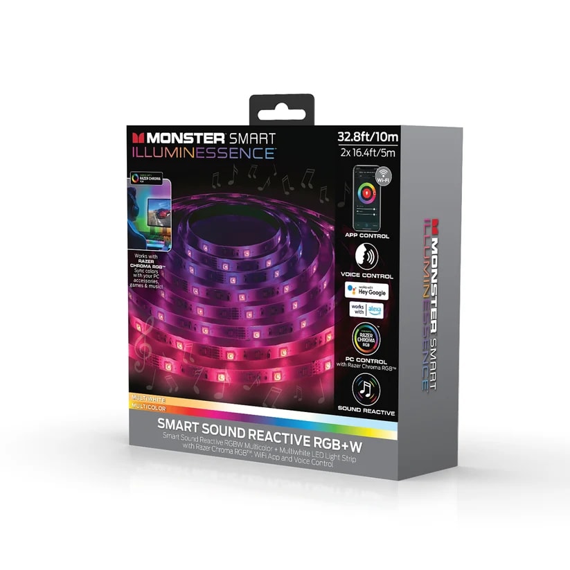 MONSTER ILLUMINESCENCE SMART LIGHT STRIP 5M RGB+W SOUND REACT INT - Couleur Standard