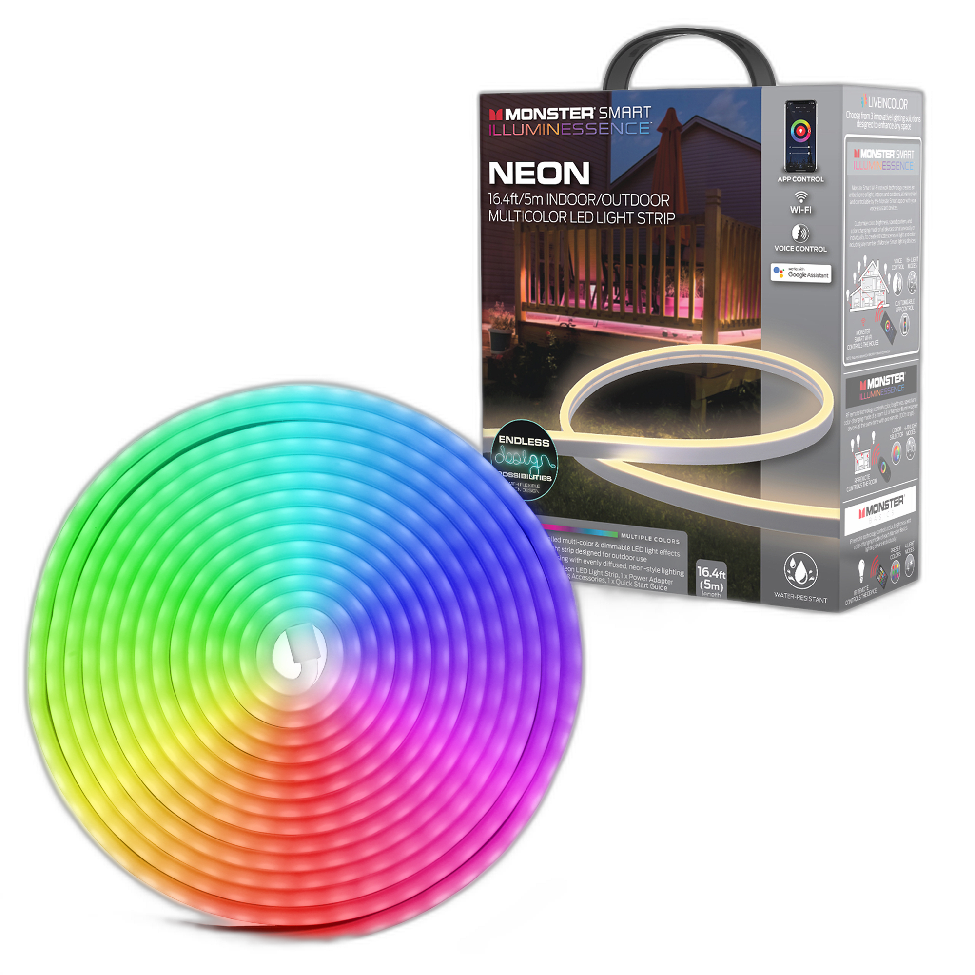 LED MONSTER ILLUMINESCENCE SMART LIGHT STRIP 2X 5M RGB+W SOUND REACT INT