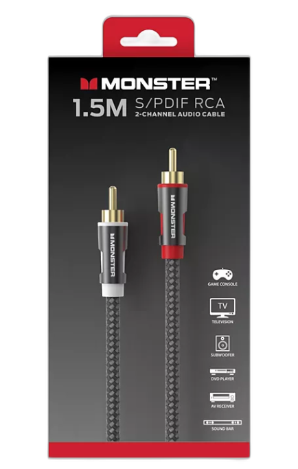 MONSTER CABLE ESSENTIAL RCA/RCA M/M 1.5M - Couleur Noir