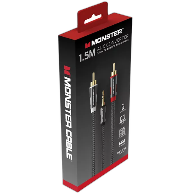 MONSTER CABLE ESSENTIAL JACK 3.5MM/2 RCA 1.5M - Couleur Noir