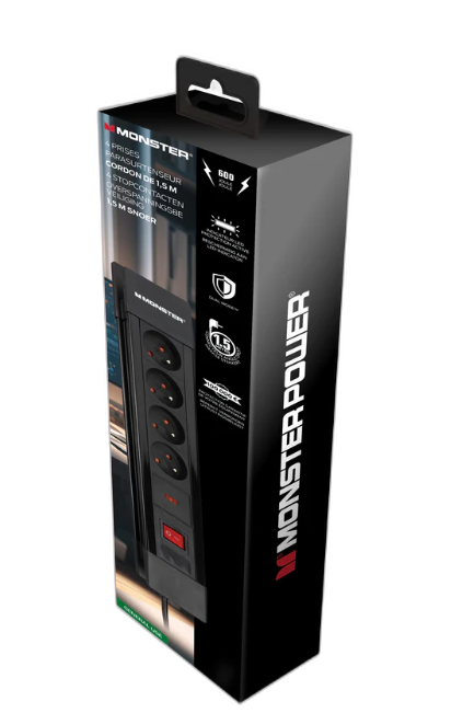 MONSTER MULTIPRISE 4 PRISES - Couleur Standard
