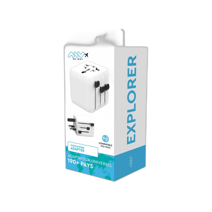 ADAPTATEUR UNIVERSEL DE VOYAGE MY WAY - Couleur Blanc