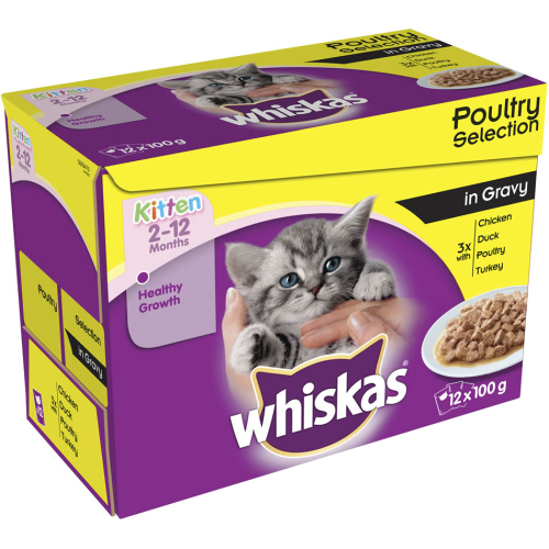 Whiskas 2-12 Months Poultry Selection in Gravy Kitten Food