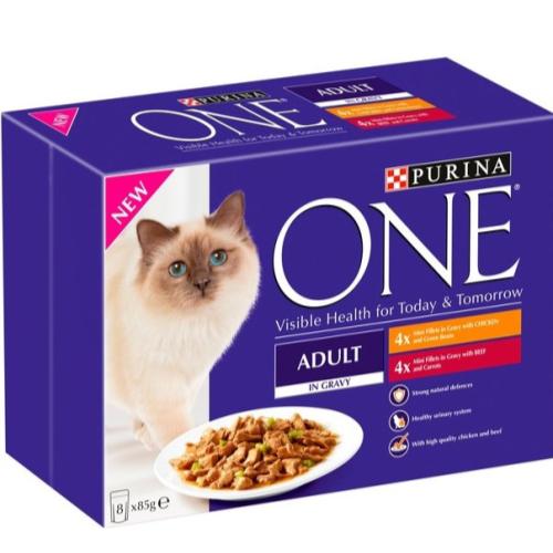 Purina ONE Chicken & Beef Mini Fillets In Gravy Adult Cat Food