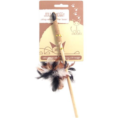 Rosewood Jolly Moggy Catnip Natural Feather Teaser Cat Toy