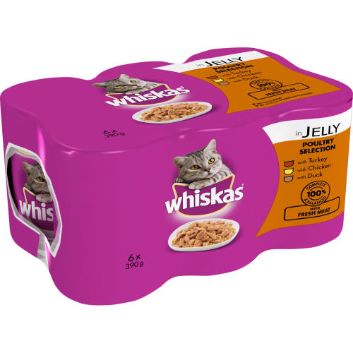 Whiskas Can Poultry Selection in Jelly Adult Cat Food
