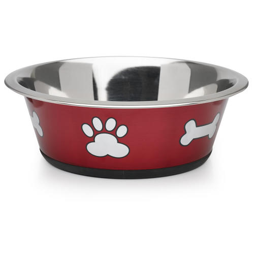 Classic Posh Paws Stainless Steel Red Dog Bowl
