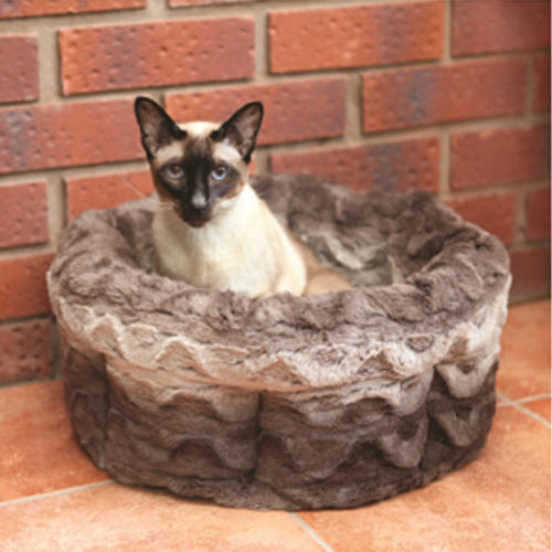 Rosewood Grey & Cream Snuggle Plush Cat Bed